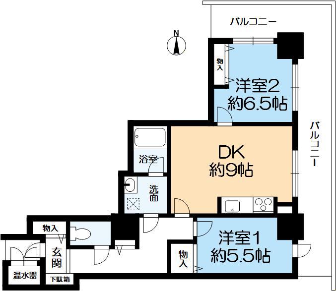 KILALA住吉(2DK/5階)の間取り写真