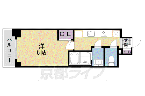 エステムコート京都 梅小路公園(1K/6階)の間取り写真