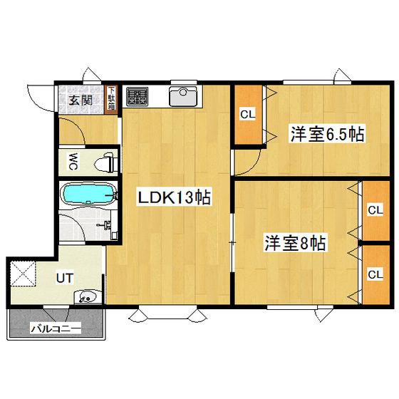 サンフラワー(2LDK/2階)の間取り写真