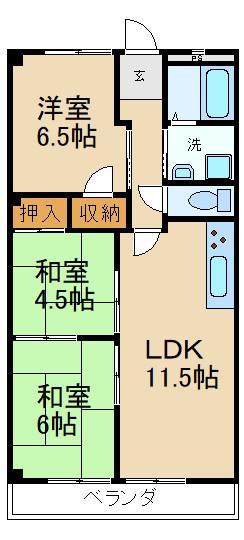 牧野プチパレス(3LDK/2階)の間取り写真