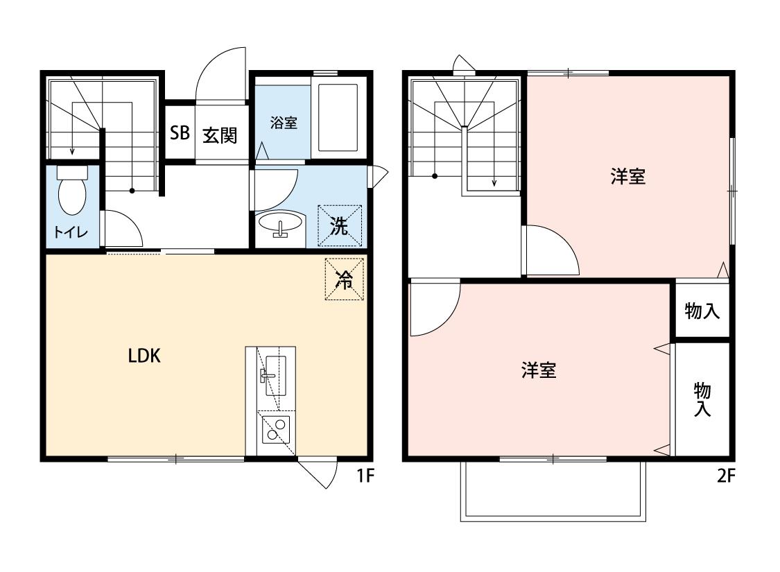 メープルシティ(2LDK/2階)の間取り写真