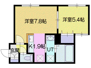 アマン恵庭(1LDK/4階)の間取り写真
