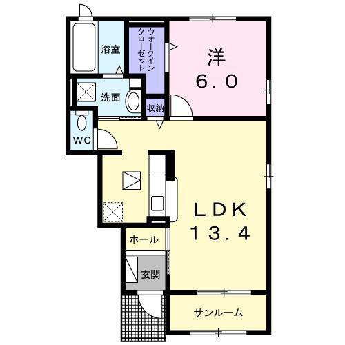 ティーア A(1LDK/1階)の間取り写真