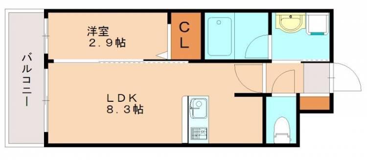 ヴィラージュ博多駅南(1LDK/9階)の間取り写真