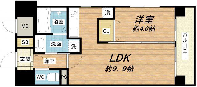 ラヴニール西長堀パークフロント(1LDK/10階)の間取り写真