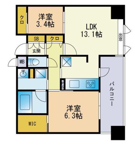 エンクレスト博多PREMIER(2LDK/10階)の間取り写真