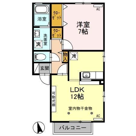 プレアデス・コートE(1LDK/2階)の間取り写真