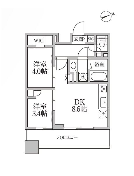 レジディア新御徒町II(2DK/11階)の間取り写真