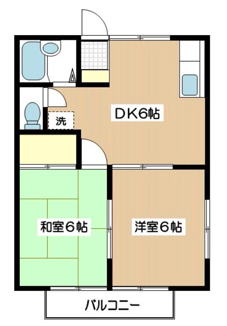 ファミール壱番館(2DK/2階)の間取り写真