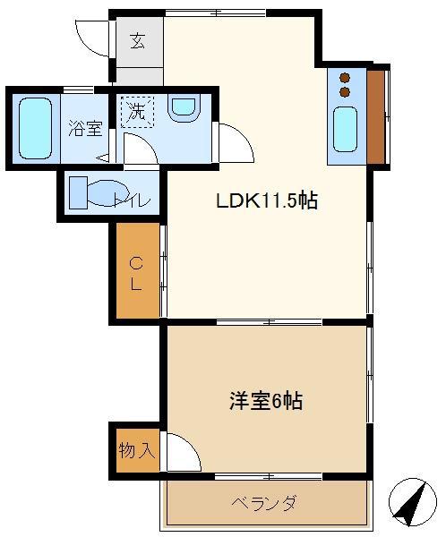 ハイム須賀(1LDK/1階)の間取り写真