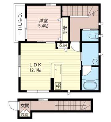 フォンティーヌ(1LDK/2階)の間取り写真