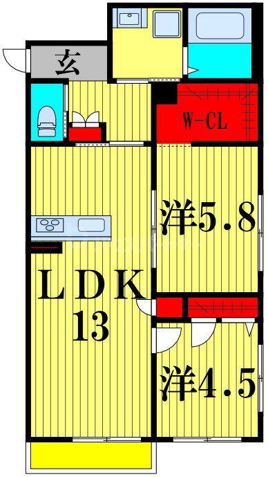 ＪＲ常磐線 柏駅 徒歩13分 2階建 新築(2LDK/1階)の間取り写真