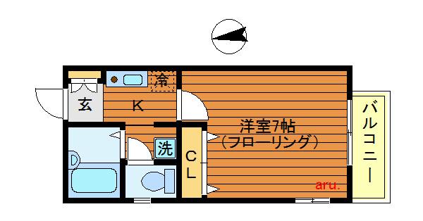 ブルーム VI(1K/2階)の間取り写真