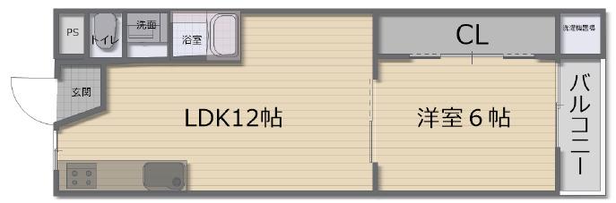 マンション清寿苑(2DK/6階)の間取り写真