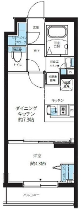 ルネサンスコート大森町(1DK/1階)の間取り写真