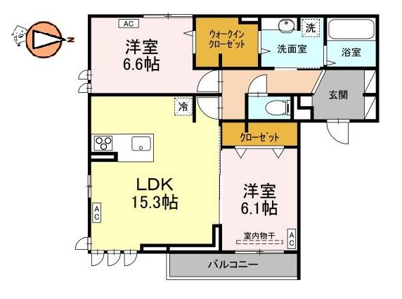 アーネスト安宅(2LDK/1階)の間取り写真