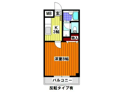 グランドール市川(1K/2階)の間取り写真