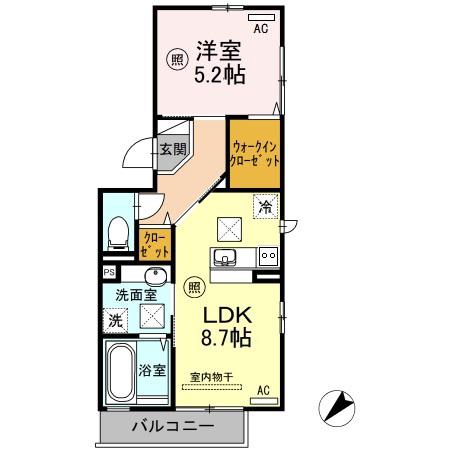 ラヴィトピア新町(1LDK/3階)の間取り写真