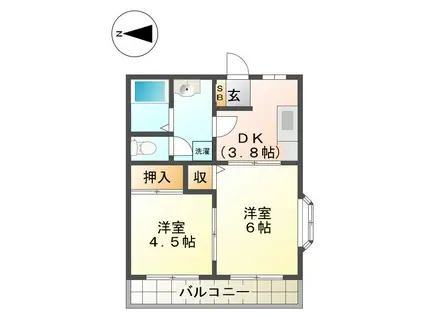 アクアマリン(2DK/1階)の間取り写真