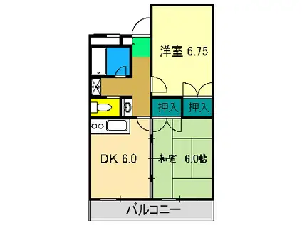 ルミネ中沢(2DK/3階)の間取り写真