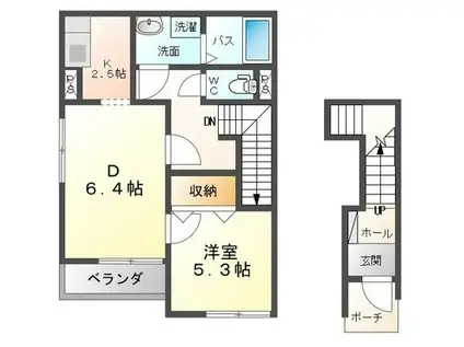 エルシオンII(1LDK/2階)の間取り写真