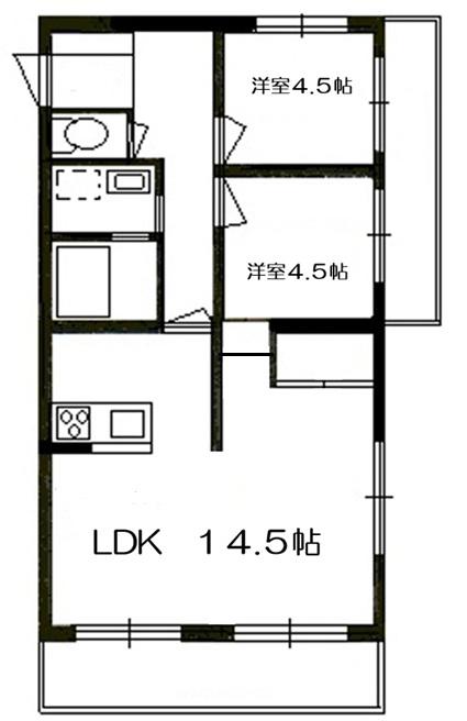 エーデルワイス(2LDK/3階)の間取り写真
