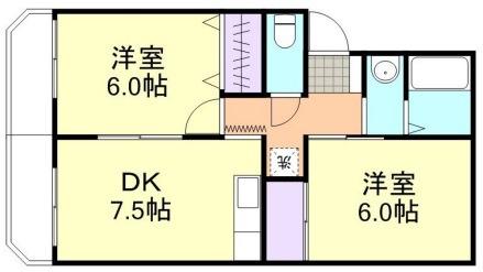 ハイコートジェム(2DK/1階)の間取り写真