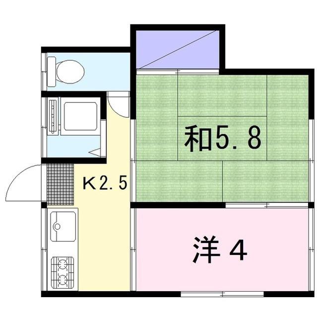 有宏荘(2K/2階)の間取り写真