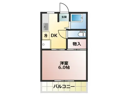 コーポ浅里(1DK/3階)の間取り写真