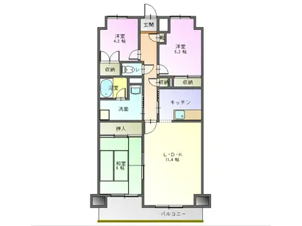 プロミネント藤岡(3LDK/4階)の間取り写真