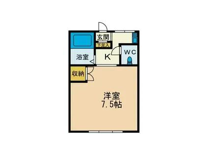 KIハイムA(1K/1階)の間取り写真
