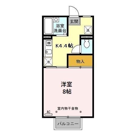 パンシオン額新保(1K/2階)の間取り写真