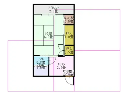 ウッディーハイム(1K/2階)の間取り写真