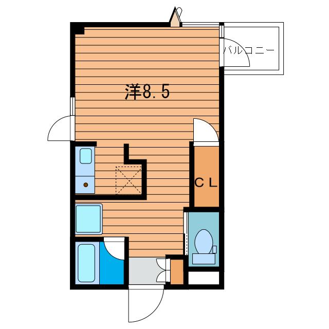 リッツオーヤマ(ワンルーム/2階)の間取り写真