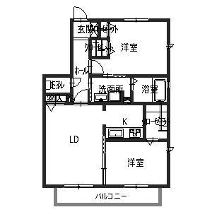MASTCOUR四条町B(2LDK/1階)の間取り写真
