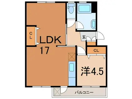 マルソ敷戸(1LDK/1階)の間取り写真
