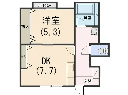 ピアコートIII(1DK/2階)の間取り写真