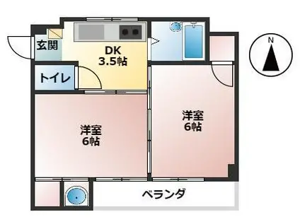 梨々マンション(2DK/5階)の間取り写真