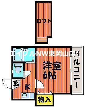 HIM竹田(1K/1階)の間取り写真