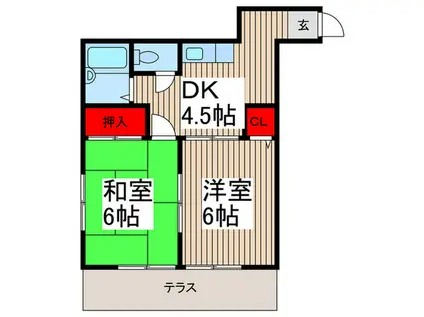 コーポ森田(2DK/1階)の間取り写真