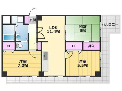 サンポートハイム堺(3LDK/5階)の間取り写真