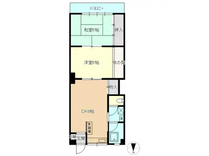 ドルフィン藤塚(2DK/2階)の間取り写真