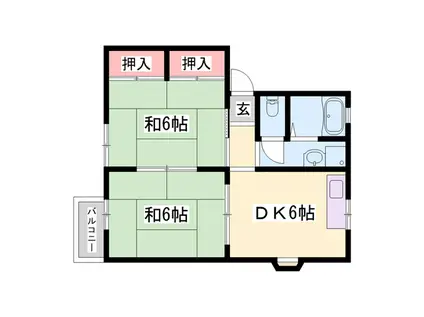 ラ・フォーレ・ヒロIII(2DK/2階)の間取り写真