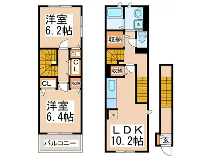 ニュー・ガジュマル(2LDK/2階)の間取り写真