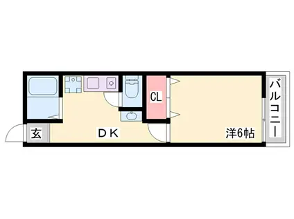 ノースハーツII(1DK/1階)の間取り写真