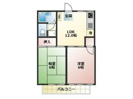 メゾン富士(2LDK/1階)の間取り写真