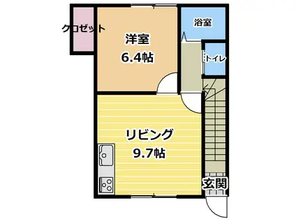 ベルメゾン(1LDK/2階)の間取り写真