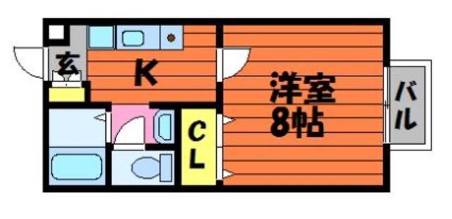 セジュール酒津(1K/2階)の間取り写真