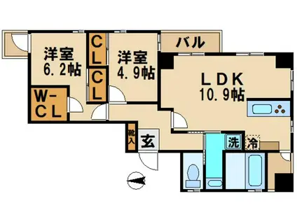 TKR三番館(2LDK/2階)の間取り写真