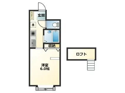 サンライフ都城I・II(1K/2階)の間取り写真